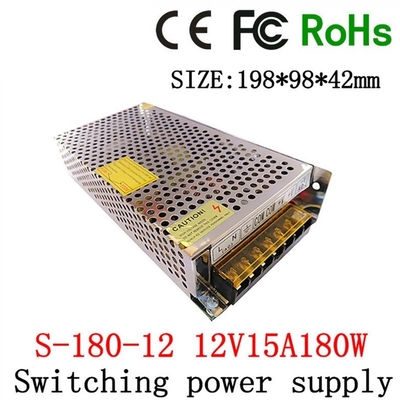 Fonte de alimentação de saída única 12V 15A 180W DC para fontes de alimentação de comutação a 50/60Hz