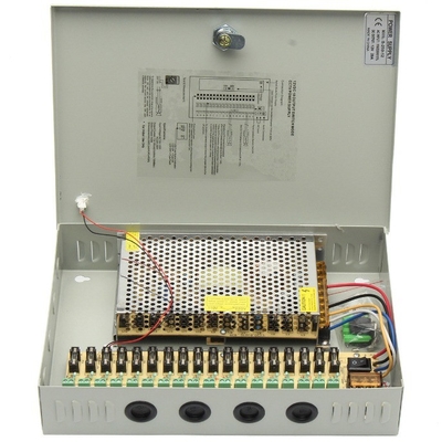 Caixa de alimentação de canal 12V 20A DC 18CH para saída de vigilância de segurança de câmaras de vigilância