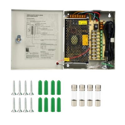 Caixa de alimentação compacta de 12v 10a 9 canais para câmera de circuito fechado (CCTV) Frequência de saída 50/60Hz