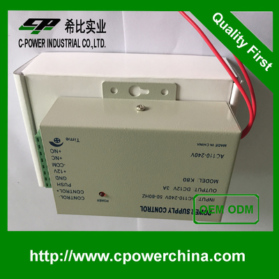 K80 AC 110-240V a DC12v 3A 36w Fornecimento de energia para o sistema de controlo de acesso à porta Potência de saída 1 50W
