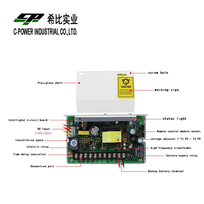 Controle de acesso à porta UPS DC 12V 5A Fornecimento de energia para desempenho ininterrupto