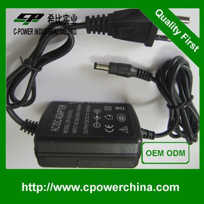 Adaptador de alimentação AC DC de 12V 1.2A de 12W com corrente de saída de 1200ma e certificado CE
