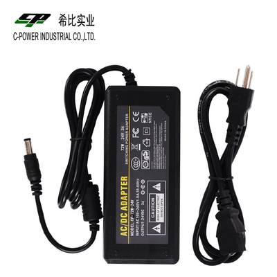 Eficiência 88% 24VDC 72W 24V 3A AC DC Desktop Power Supply para a sua satisfação