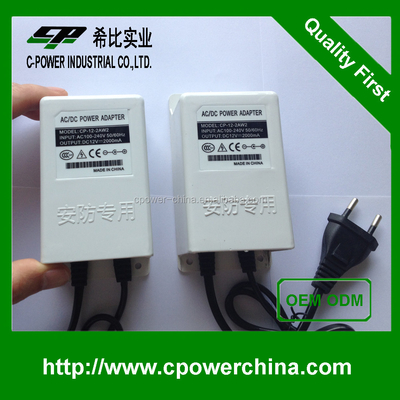 12V Adaptador de alimentação de corrente contínua Corrente de saída 2000mA Certificado CE Branco para atividades ao ar livre