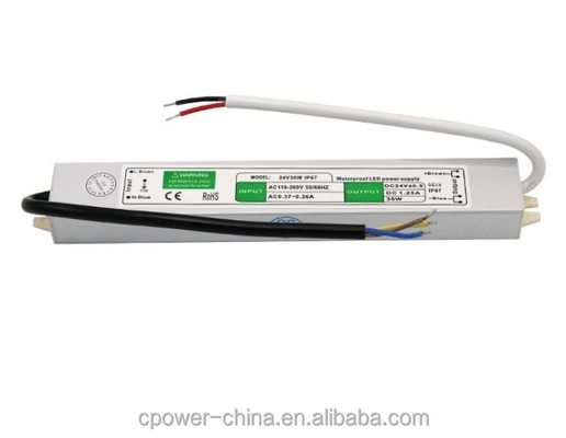 30W DC 24V 12V LED Driver de Faixa Branca Modulo de Transformador IP67 Adaptador de Fornecimento de Energia Impermeável