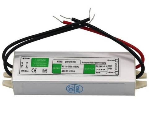 Motor de alimentação à prova d'água de 15W para transformador de corrente contínua de 12V 24V de saída única de tira LED
