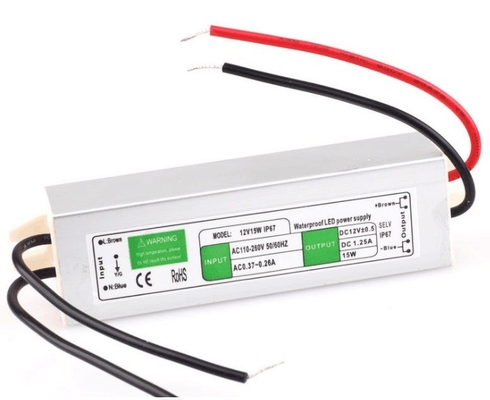 Motor de alimentação à prova d'água de 15W para transformador de corrente contínua de 12V 24V de saída única de tira LED