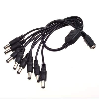 1 cabo de divisão masculino para 8 cabos de divisão duplo feminino para câmera CCTV de 5,5 mm/2,1 mm