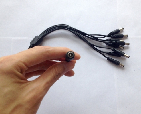 1 cabo de divisão masculino para 8 cabos de divisão duplo feminino para câmera CCTV de 5,5 mm/2,1 mm