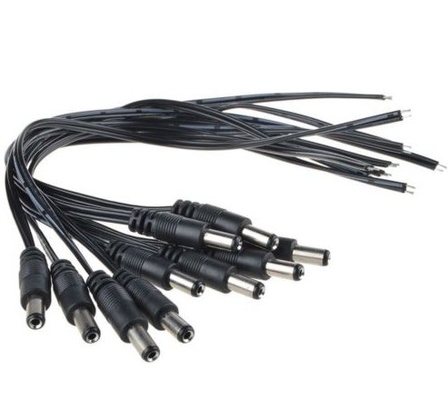 12V DC Power Pigtail Male 5.5*2.1mm Cable Plug Wire para Câmera de Vigilância em Cores Negras