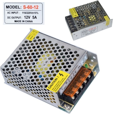 Tipo de saída única AC110V/220V DC 5V 12A 12V 5A 24V 3A Fornecimento de energia com 88% de eficiência