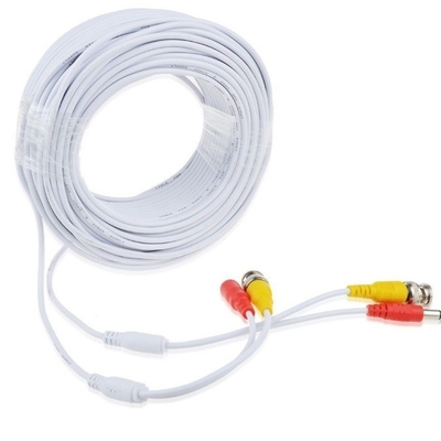 DVR CCTV Wire de vigilância Branco cabo de alimentação de vídeo BNC com conector macho coaxial BNC