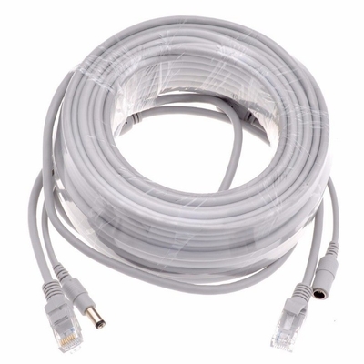 Vestuário de PVC 5/10/15/20/30M Cinza CAT5/CAT-5e Ethernet RJ45 DC Power CCTV Network Lan Cable