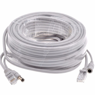 Vestuário de PVC 5/10/15/20/30M Cinza CAT5/CAT-5e Ethernet RJ45 DC Power CCTV Network Lan Cable
