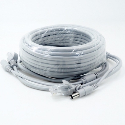 Cabo de extensão de Ethernet RJ45 e NVR de potência DC 12V em cores cinza