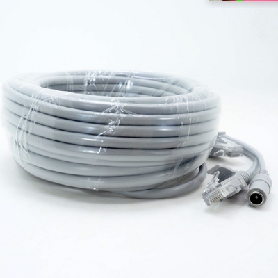 Cabo de extensão de Ethernet RJ45 e NVR de potência DC 12V em cores cinza