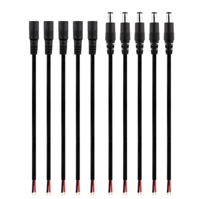 Cabo Pigtail com conector Jack masculino feminino de 2,1 mm x 5,5 mm
