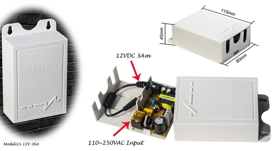 AC100-240V Voltagem de entrada Adaptador de alimentação à prova d'água para CCTV Tipo de saída de energia C