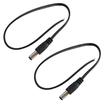 2.1mm x 5.5mm DC Conector macho Plug End Cable Wire Pigtail Cord para CCTV em preto