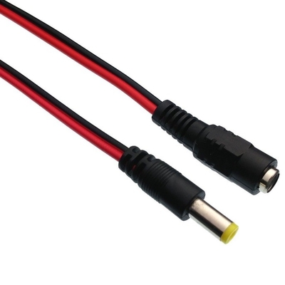 2.1mm x 5.5mm DC Conector macho Plug End Cable Wire Pigtail Cord para CCTV em preto