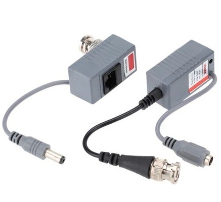 Transmissor de conector passivo para câmera de circuito fechado Coax BNC Video Balun HD e Power Black