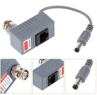 Transmissor de conector passivo para câmera de circuito fechado Coax BNC Video Balun HD e Power Black