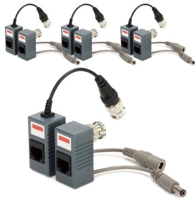 Transmissor de conector passivo para câmera de circuito fechado Coax BNC Video Balun HD e Power Black