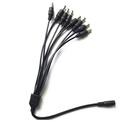 12v dc 8 canais divisor de cabo de alimentação 1 Mulher para 8 Homem Preto CCTV Sistema de Segurança Câmera