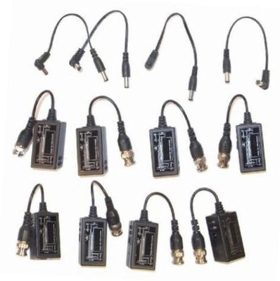 BNC de CCTV preto para RJ45 Video Balun com DC Power Extender Over Ethernet Cat5/6 Cable