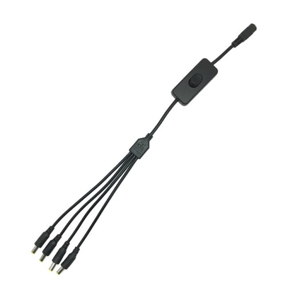 Conductor de cobre de baixa tensão 2.1 * 5.5mm câmera de segurança CCTV cabo divisor de energia com interruptor