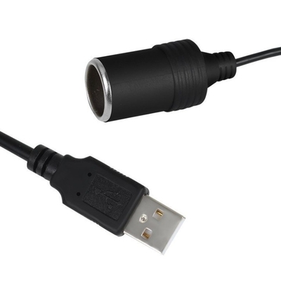 5V a 12V USB Cigarette Car Lighter Socket Female Converter Adaptador Preto PVC Design