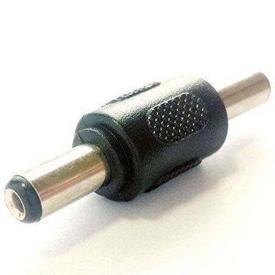 Adaptador de conector de acoplamento de macho para macho para conector de corrente contínua preto 5.5x2.1mm transformador