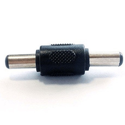 Adaptador de conector de acoplamento de macho para macho para conector de corrente contínua preto 5.5x2.1mm transformador
