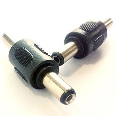 Adaptador de conector de acoplamento de macho para macho para conector de corrente contínua preto 5.5x2.1mm transformador