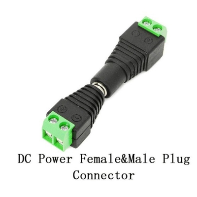 Círculo de alimentação de corrente contínua preto e verde Fêmea 2.1x5.5mm Jack Adaptador de conector para fio de câmera de CCTV
