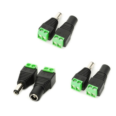 Conectores de câmeras de CCTV ABS 2.1mm DC RCA Phono BNC Plug e Socket Conexão de cabo