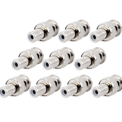 Adaptador de conector coaxial BNC para RCA de macho para fêmea Prata para câmera de vigilância