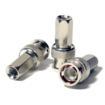 Conector coaxial de torção masculina BNC para câmaras de segurança de CCTV e RG59 certificado CE
