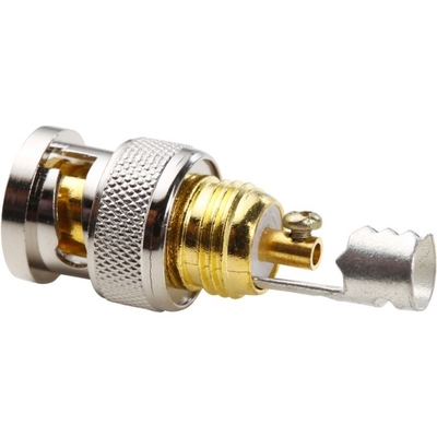 Superiora prata BNC conector macho adaptador de tomada para cabo de áudio vídeo sem soldagem