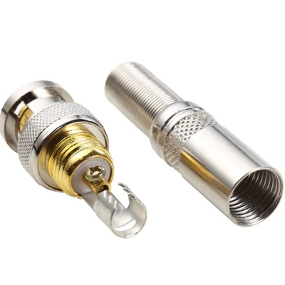 Superiora prata BNC conector macho adaptador de tomada para cabo de áudio vídeo sem soldagem