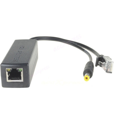 48V a 12V 5V 2.4A Active PoE Splitter para câmera IP CCTV IEEE802.3 Compatível em preto