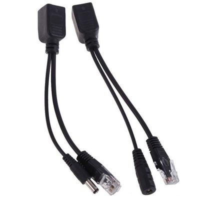 Energia passiva preta através de Ethernet Adaptador Poe Rj45 Injetor Splitter para -40°C 60°C