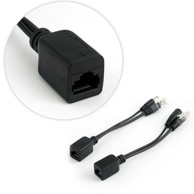 Energia passiva preta através de Ethernet Adaptador Poe Rj45 Injetor Splitter para -40°C 60°C