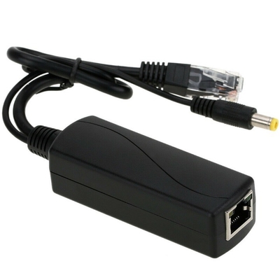 Transmissão de rede Black PoE Splitter Adaptador de cabo IEEE802.3af 12V DC para câmera IP