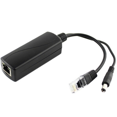 Transmissão de rede Black PoE Splitter Adaptador de cabo IEEE802.3af 12V DC para câmera IP