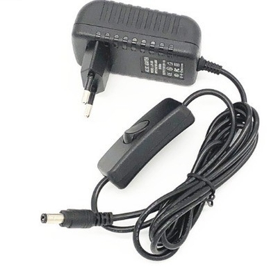 Adaptador de energia AC100-240V 12V 2A 24W Adaptador com interruptor de ligação/desligação e conector de CC