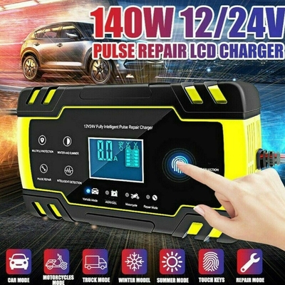 Ecrã LCD Touch 12V 8A 24V 4A Carregador de bateria para automóvel Bateria de ácido de chumbo de motocicleta