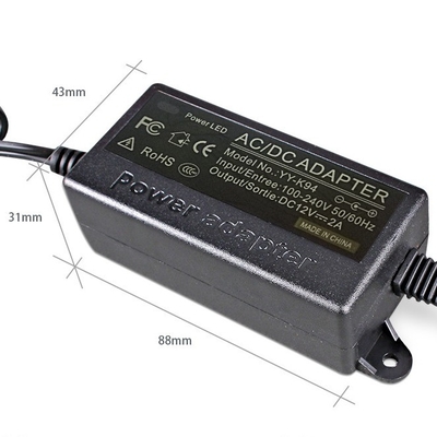 Black C-Power AC100-240V DC 12V 2A Adaptador de alimentação de tomada montado na parede 12Volt para UE AU Reino Unido EUA